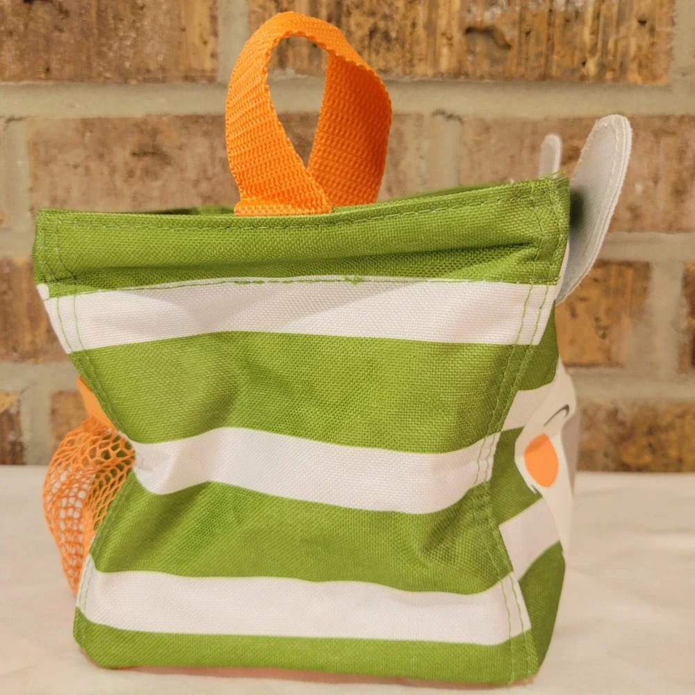 Thirty-One Littles Carry-All Caddy Llama Green White Striped Small Storage Bin